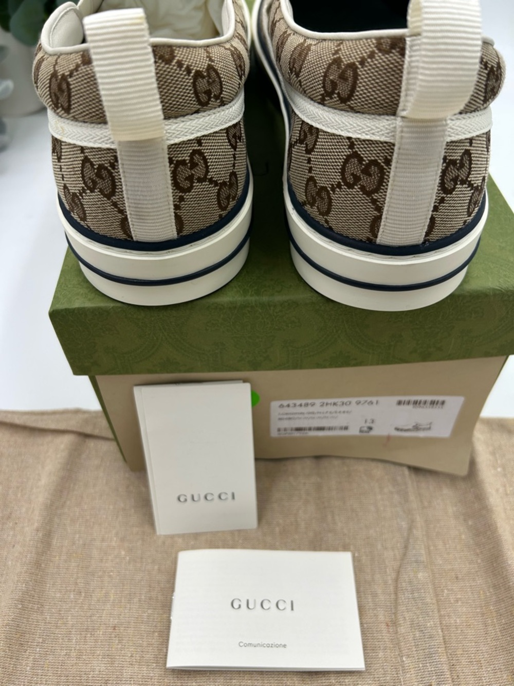 Men's Gucci tennis 1977 slip on sneakers GG canvas size 13 made in Italy - Picture 7 of 10